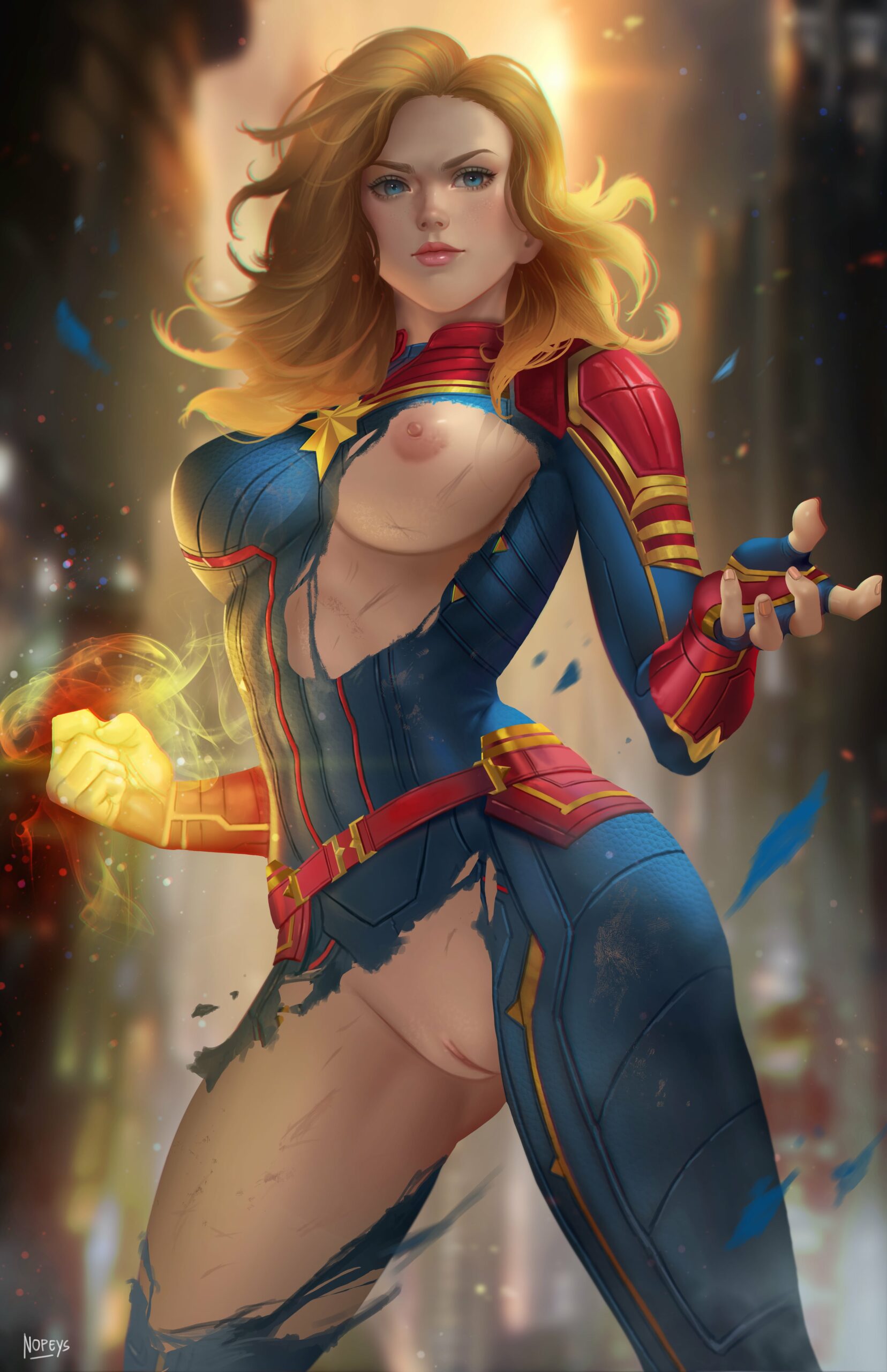 Captain Marvel Looks Sexier When Her Clothes Are Ripped in Battle by Nopeys | Marvel
