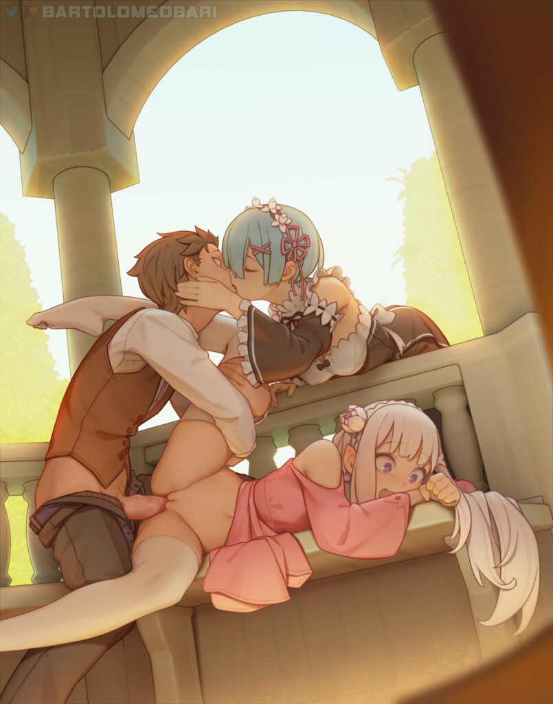 Subaru Amazing Threesome With Rem And Emilia By Bartolomeobari | Re:Zero  Premium Hentai