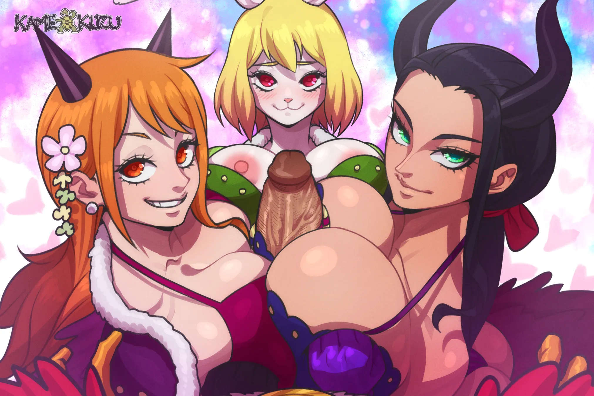 Nami Carrot and Robin Triple Paizuri by Kameseru One Piece