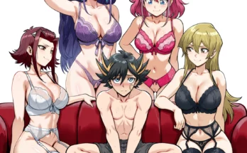 Yusei Fudo X Alexis Rhodes X Akiza Izinski X Lulu Obsidian X Zuzu Boyle Lingerie Party by Xuneai - Yu-Gi-Oh! Hentai 5