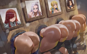 Erza, Mirajane, Lucy and Cana Glory Wall by Shexyo – Fairy Tail Hentai 1