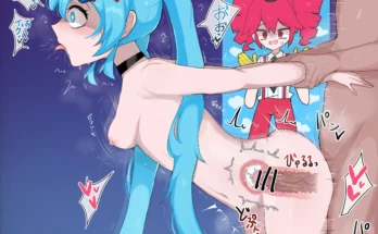 Kasane Teto Watching Hatsune Miku Getting Backshot by Beni Imo – Mesmerizer (Vocaloid) Hentai 1